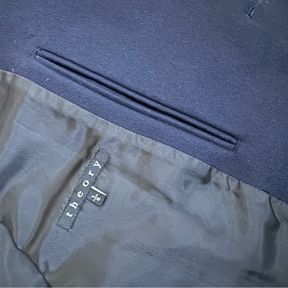 THEORY MEN'S NAVY BLUE WOOL PEACOAT JACKET SIZE US L LARGE - Picture 8 of 8